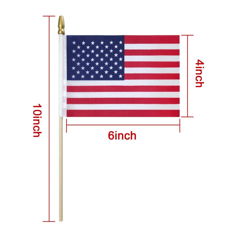 Hocis 50 Packs Small American Flags on Stick,American Flag for Outside 4x6,Mini Flags/Small US Flags/USA flag 4th of July Decorations Outdoor,Fourth of July Decorations for Home,Memorial Day Decor - Image 2